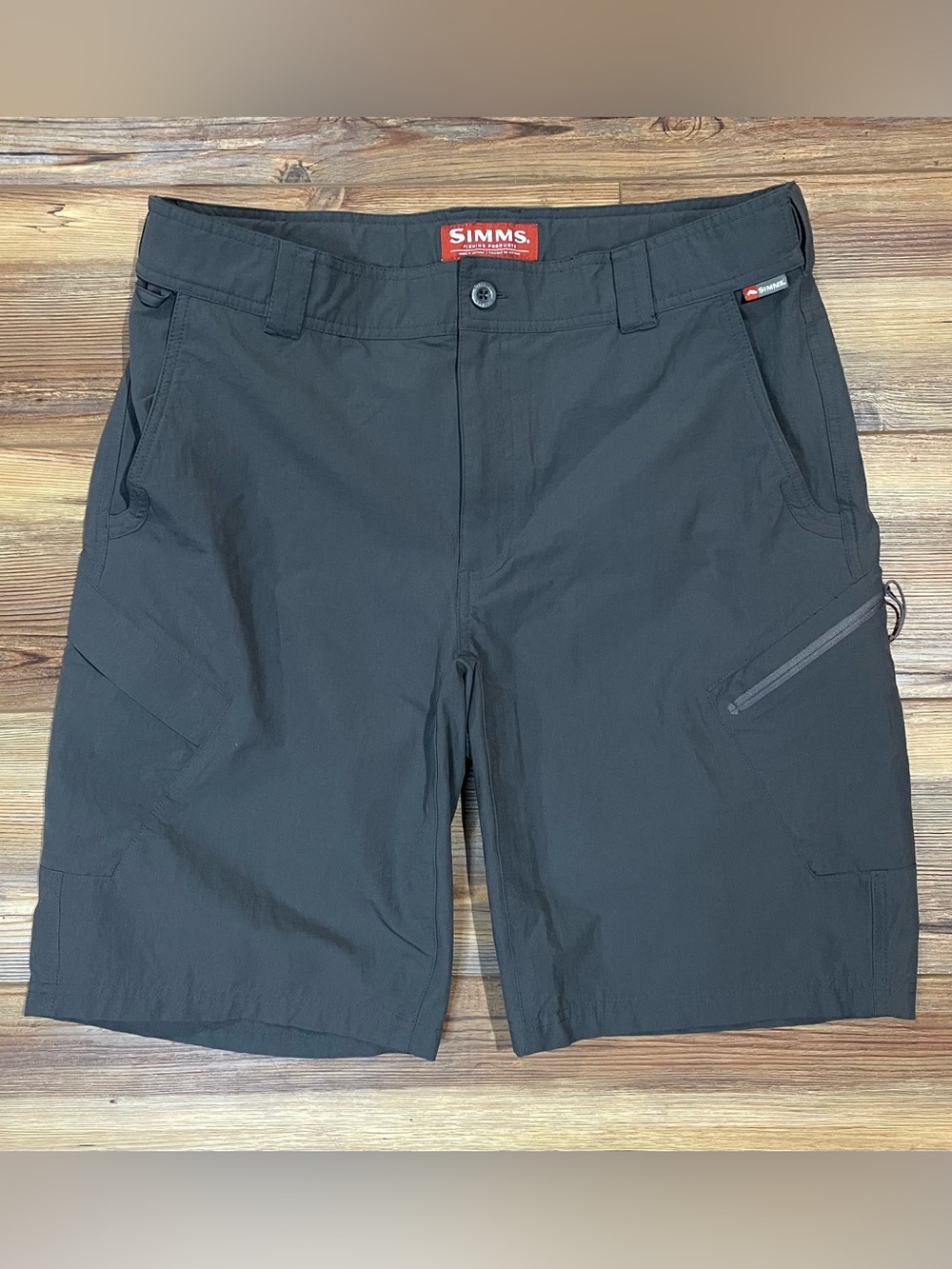Simms Guide Shorts Mens Large Gray Cargo Stretch Fly Fishing Utility Outdoor 10”